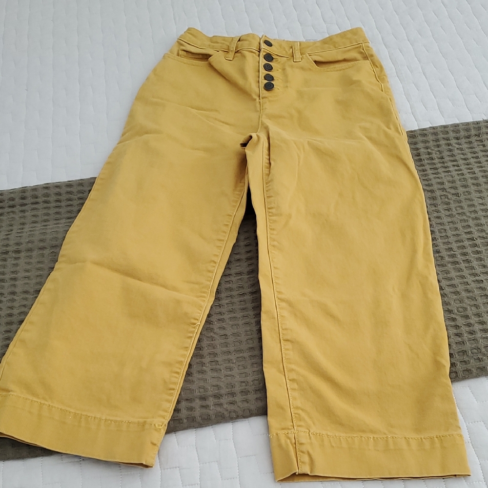 Time and Tru Mustard Pants with Button Accent